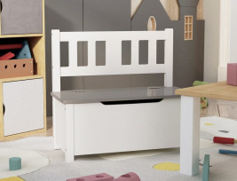 Fehér-szürke MDF gyermek tárolópad 60 x 30 x 55 cm - utánvéttel vagy ingyenes szállítással