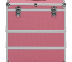Rózsaszín alumínium sminktáska 37 x 24 x 40 cm - utánvéttel vagy ingyenes szállítással