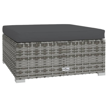 Szürke polyrattan kerti lábtartó párnával 70 x 70 x 30 cm - utánvéttel vagy ingyenes szállítással