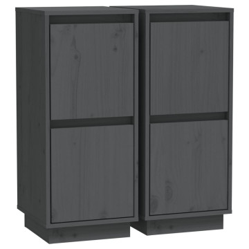 2 db szürke tömör fenyőfa tálalószekrény 31,5 x 34 x 75 cm - utánvéttel vagy ingyenes szállítással