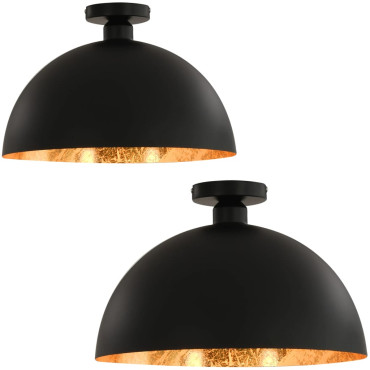 2 darab fekete-arany félgömb alakú mennyezeti lámpa E27 - utánvéttel vagy ingyenes szállítással