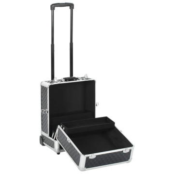 Fekete alumínium sminkbőrönd 35 x 29 x 45 cm - utánvéttel vagy ingyenes szállítással