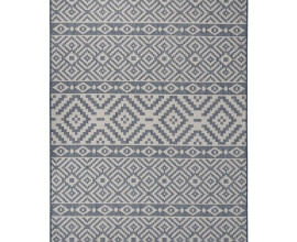 Kék csíkos lapos szövésű kültéri szőnyeg 160 x 230 cm - utánvéttel vagy ingyenes szállítással