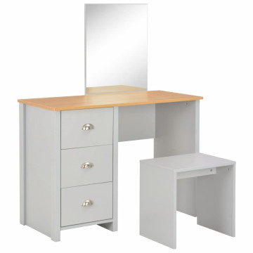 Szürke öltözőasztal tükörrel és ülőkével 104 x 45 x 131 cm - utánvéttel vagy ingyenes szállítással