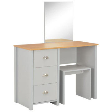 Szürke öltözőasztal tükörrel és ülőkével 104 x 45 x 131 cm - utánvéttel vagy ingyenes szállítással