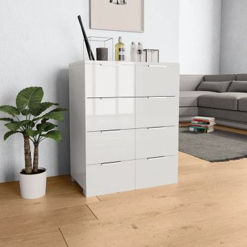 Magasfényű fehér szerelt fa tálalószekrény 60 x 35 x 80 cm - utánvéttel vagy ingyenes szállítással