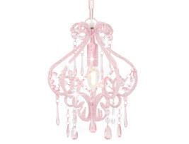 Rózsaszín kerek mennyezeti lámpa gyöngyökkel E14 - utánvéttel vagy ingyenes szállítással