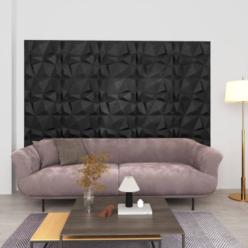 48 darab gyémánt fekete 3D fali panel 50 x 50 cm 12 m² - utánvéttel vagy ingyenes szállítással
