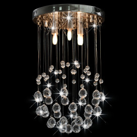 Ezüstszínű gömb alakú mennyezeti lámpa kristálygyöngyökkel 3xG9 - utánvéttel vagy ingyenes szállítással
