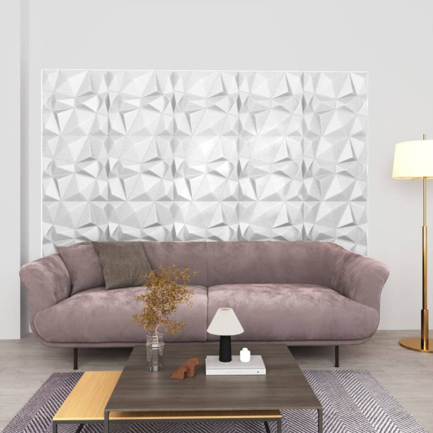 12 darab gyémánt fehér 3D fali panel 50 x 50 cm 3 m² - utánvéttel vagy ingyenes szállítással