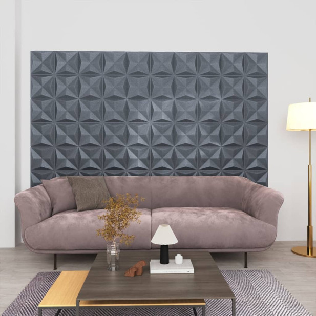 12 darab origami szürke 3D fali panel 50 x 50 cm 3 m² - utánvéttel vagy ingyenes szállítással