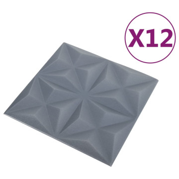 12 darab origami szürke 3D fali panel 50 x 50 cm 3 m² - utánvéttel vagy ingyenes szállítással