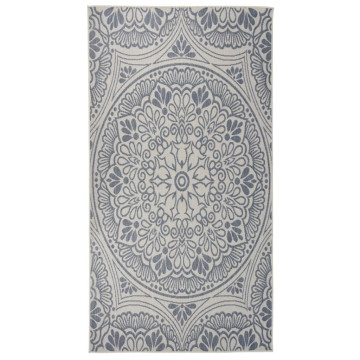 Kék mintás lapos szövésű kültéri szőnyeg 80 x 150 cm - utánvéttel vagy ingyenes szállítással