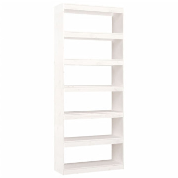 Fehér fenyőfa könyvszekrény/térelválasztó 80 x 30 x 199,5 cm - utánvéttel vagy ingyenes szállítással