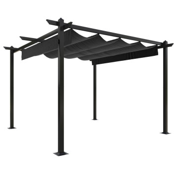 Antracitszürke kerti pavilon behúzható tetővel 3 x 3 m - utánvéttel vagy ingyenes szállítással