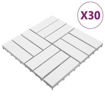 30 db fehér tömör akácfa padlólap 30 x 30 cm - utánvéttel vagy ingyenes szállítással