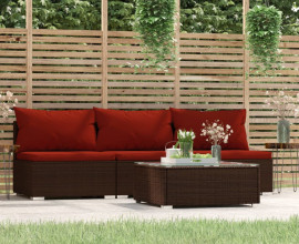 4-részes barna polyrattan kerti ülőgarnitúra párnákkal - utánvéttel vagy ingyenes szállítással