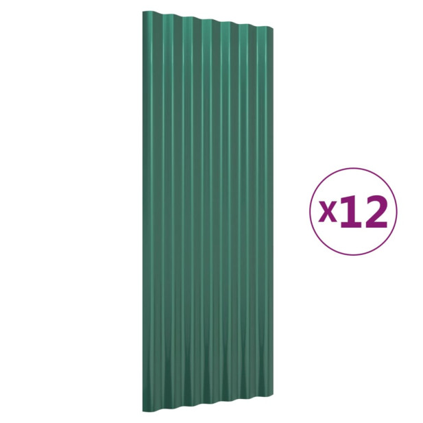 12 db zöld porszórt acél tetőpanel 100 x 36 cm - utánvéttel vagy ingyenes szállítással