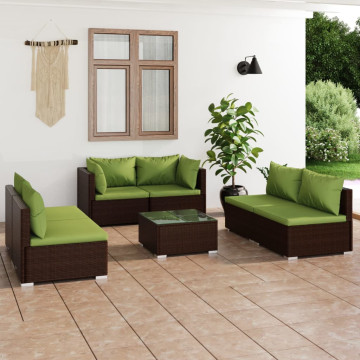 7 részes barna polyrattan kerti ülőgarnitúra párnákkal - utánvéttel vagy ingyenes szállítással