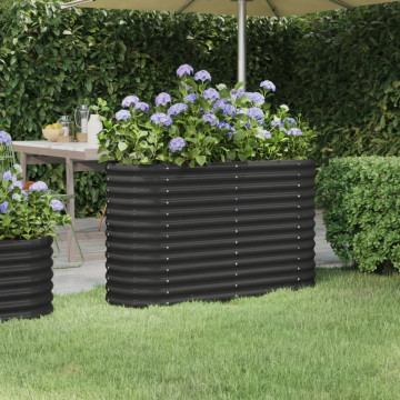 Antracitszürke porszórt acél kerti ültetőláda 114 x 40 x 68 cm - utánvéttel vagy ingyenes szállítással