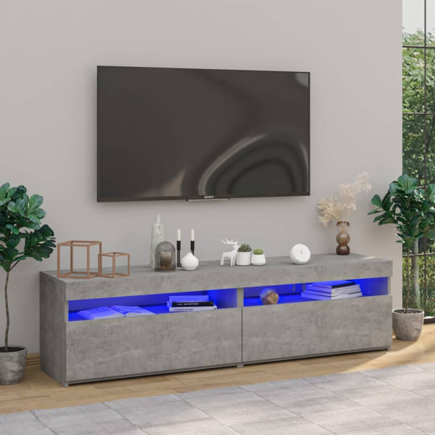 2 db betonszürke TV-szekrény LED-világítással 75 x 35 x 40 cm - utánvéttel vagy ingyenes szállítással