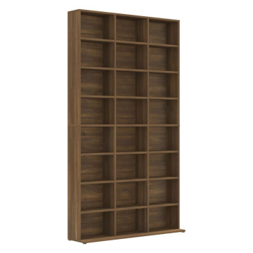 Barna tölgy színű szerelt fa CD-szekrény 102 x 23 x 177,5 cm - utánvéttel vagy ingyenes szállítással