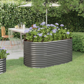 Szürke porszórt acél kerti ültetőláda 152 x 80 x 68 cm - utánvéttel vagy ingyenes szállítással