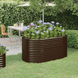 Barna porszórt acél kerti ültetőláda 152 x 80 x 68 cm - utánvéttel vagy ingyenes szállítással