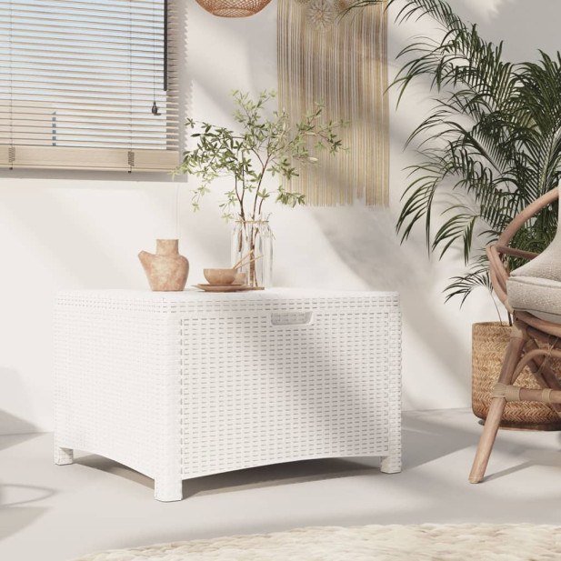 Fehér polyrattan kerti tárolóláda 60 x 54 x 41 cm - utánvéttel vagy ingyenes szállítással