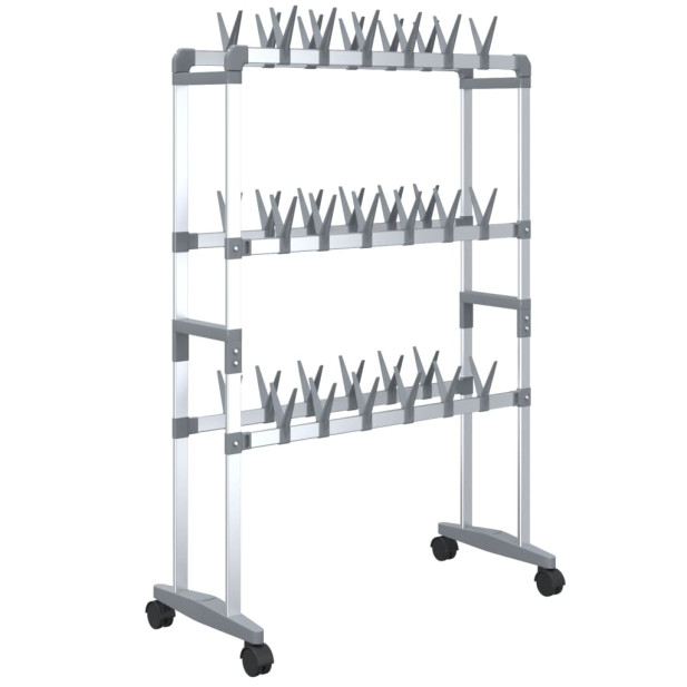 Ezüst cipőtartó kerekekkel 66 x 27 x 100 cm - utánvéttel vagy ingyenes szállítással