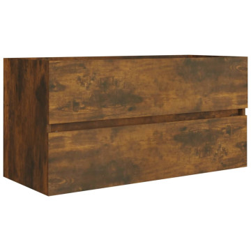Füstös tölgy színű szerelt fa mosdószekrény 90 x 38,5 x 45 cm - utánvéttel vagy ingyenes szállítással