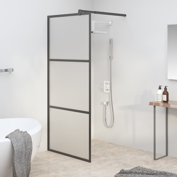 Fekete ESG tejüveg zuhanyfal küszöb nélküli zuhanyhoz 80x195 cm - utánvéttel vagy ingyenes szállítással