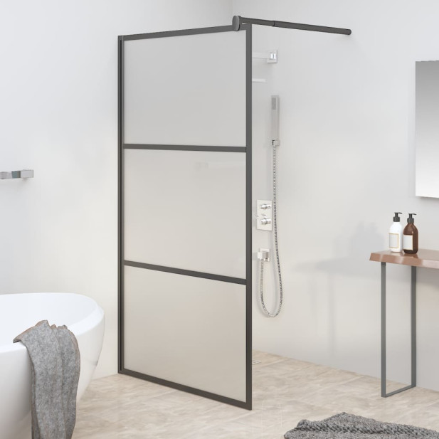 Fekete ESG tejüveg zuhanyfal küszöb nélküli zuhanyhoz 80x195 cm - utánvéttel vagy ingyenes szállítással