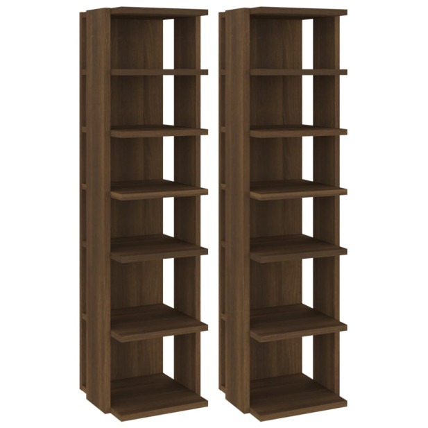 2 db barna tölgy színű szerelt fa cipőtartó 27,5 x 27 x 102 cm - utánvéttel vagy ingyenes szállítással