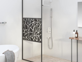 Fekete ESG üveg zuhanyfal kőmintával 80 x 195 cm - utánvéttel vagy ingyenes szállítással