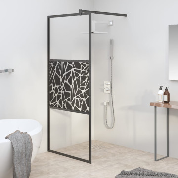 Fekete ESG üveg zuhanyfal kőmintával 80 x 195 cm - utánvéttel vagy ingyenes szállítással