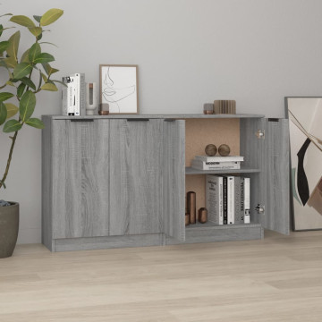 2 db szürke sonoma színű szerelt fa tálalóasztal 60x30x70 cm - utánvéttel vagy ingyenes szállítással