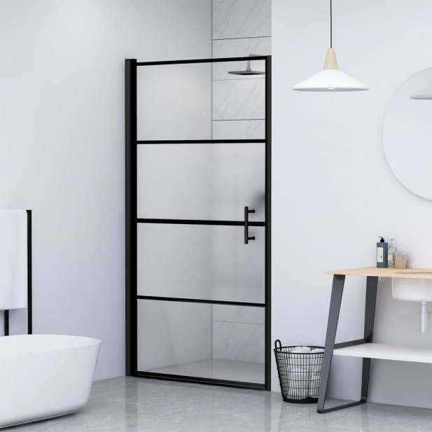 Fekete selyemmatt edzett üveg zuhanyajtó 91 x 195 cm - utánvéttel vagy ingyenes szállítással