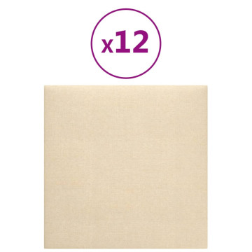 12 db krémszínű szövet fali panel 30 x 30 cm 1,08 m² - utánvéttel vagy ingyenes szállítással