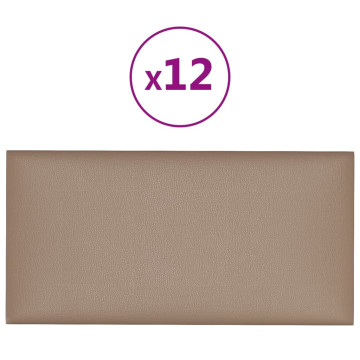 12 db kávészínű műbőr fali panel 30 x 15 cm 0,54 m² - utánvéttel vagy ingyenes szállítással