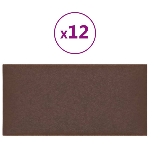 12 db barna műbőr fali panel 30 x 15 cm 0,54 m² - utánvéttel vagy ingyenes szállítással