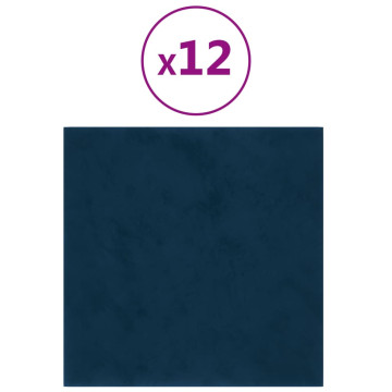 12 db kék bársony fali panel 30 x 30 cm 1,08 m² - utánvéttel vagy ingyenes szállítással