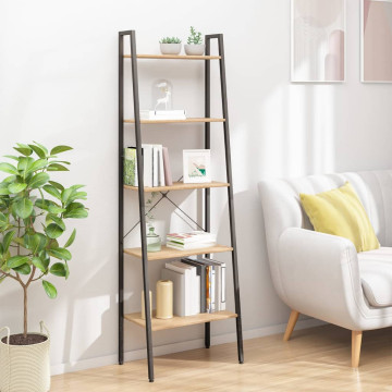 5-szintes világosbarna-fekete állópolc 56x35x174 cm - utánvéttel vagy ingyenes szállítással