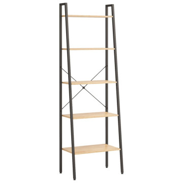 5-szintes világosbarna-fekete állópolc 56x35x174 cm - utánvéttel vagy ingyenes szállítással