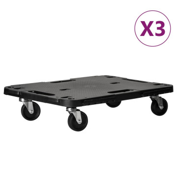 3 db fekete polipropilén kerekes szállítókocsi 58 x 38 x 12 cm - utánvéttel vagy ingyenes szállítással