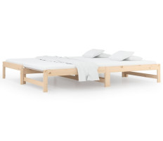 Tömör fenyőfa kihúzható kanapéágy 2x(80x200) cm - utánvéttel vagy ingyenes szállítással