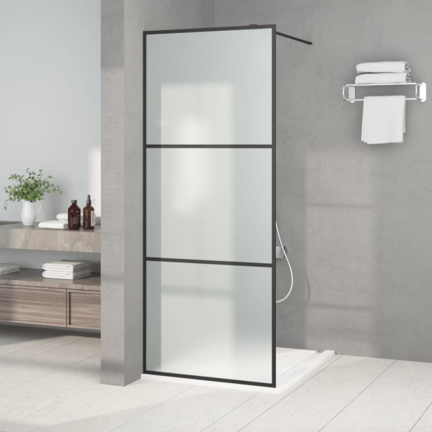 Fekete ESG tejüveg zuhanyfal küszöb nélküli zuhanyhoz 80x195 cm - utánvéttel vagy ingyenes szállítással