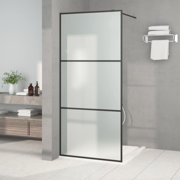 Fekete ESG tejüveg zuhanyfal küszöb nélküli zuhanyhoz 90x195 cm - utánvéttel vagy ingyenes szállítással