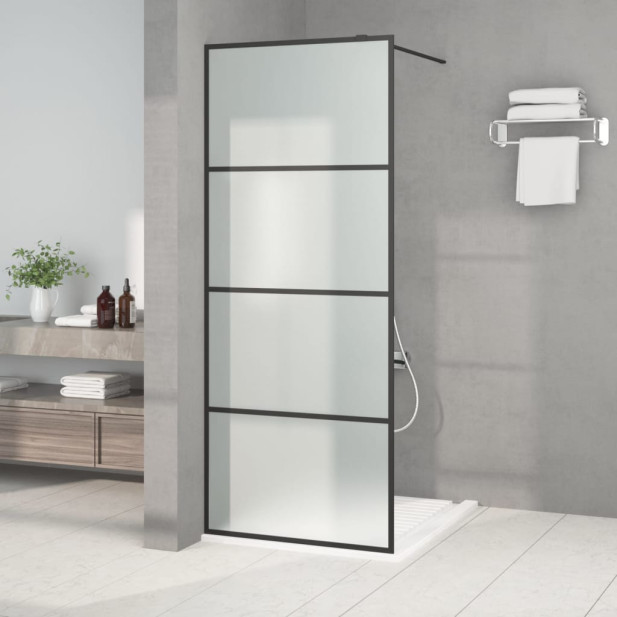 Fekete ESG tejüveg zuhanyfal küszöb nélküli zuhanyhoz 80x195 cm - utánvéttel vagy ingyenes szállítással