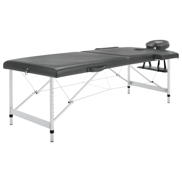 2 zónás antracit masszázsasztal alumínium vázzal 186 x 68 cm - utánvéttel vagy ingyenes szállítással